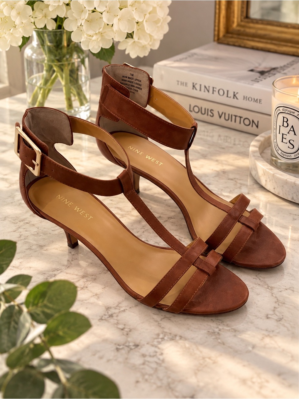 Nine West Dark Brown Heeled Sandals